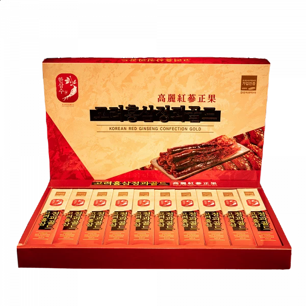 Медовые цукаты из красного корейского женьшеня Gold, корень 30 гр.